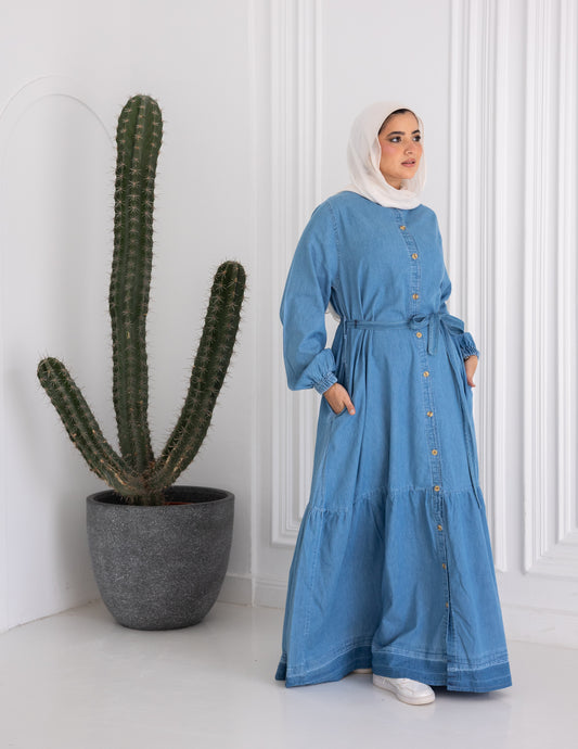 Denim buttoned dress