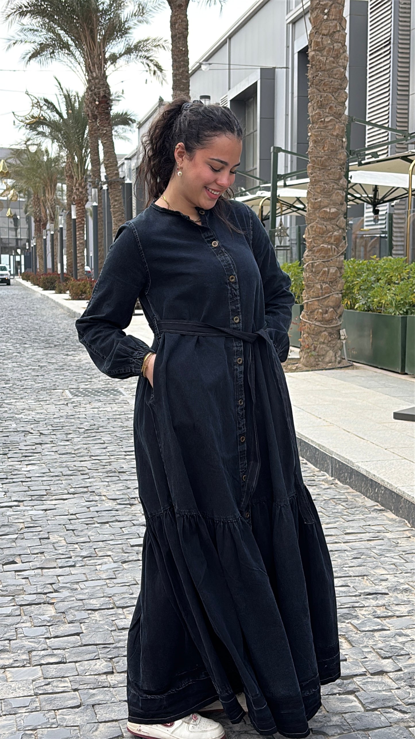 Denim buttoned dress
