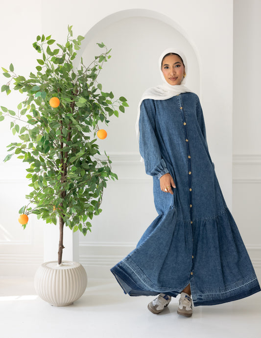 Denim buttoned dress