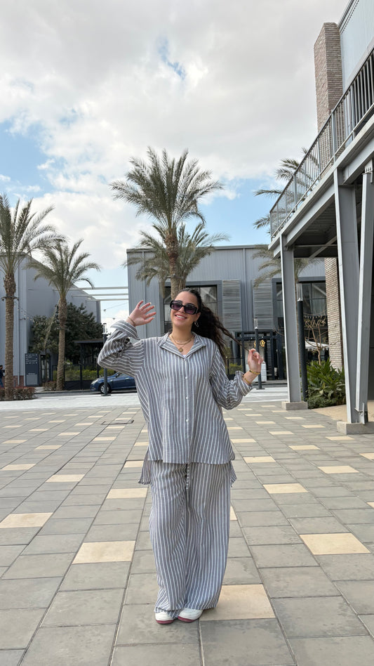 The stripes linen set