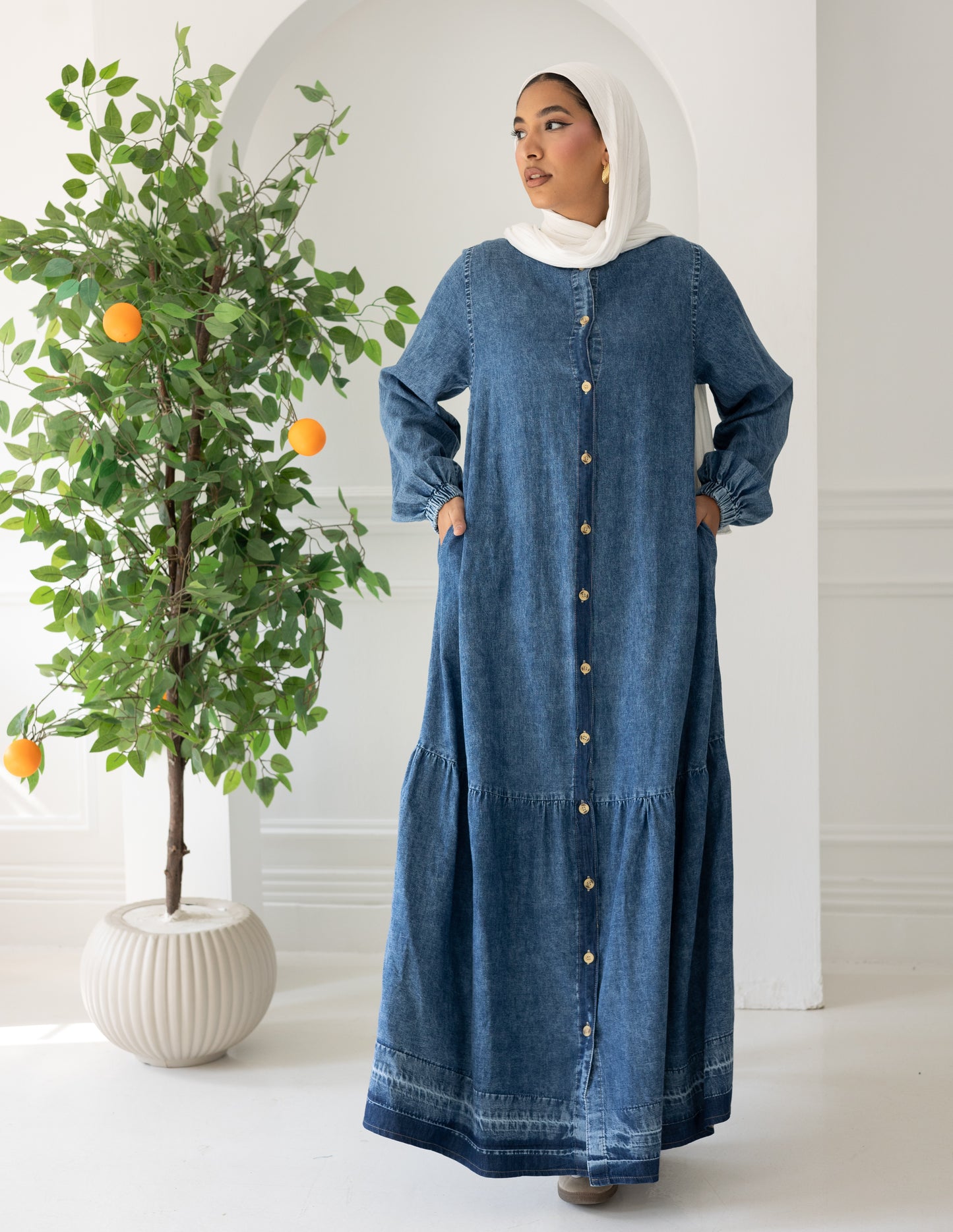 Denim buttoned dress