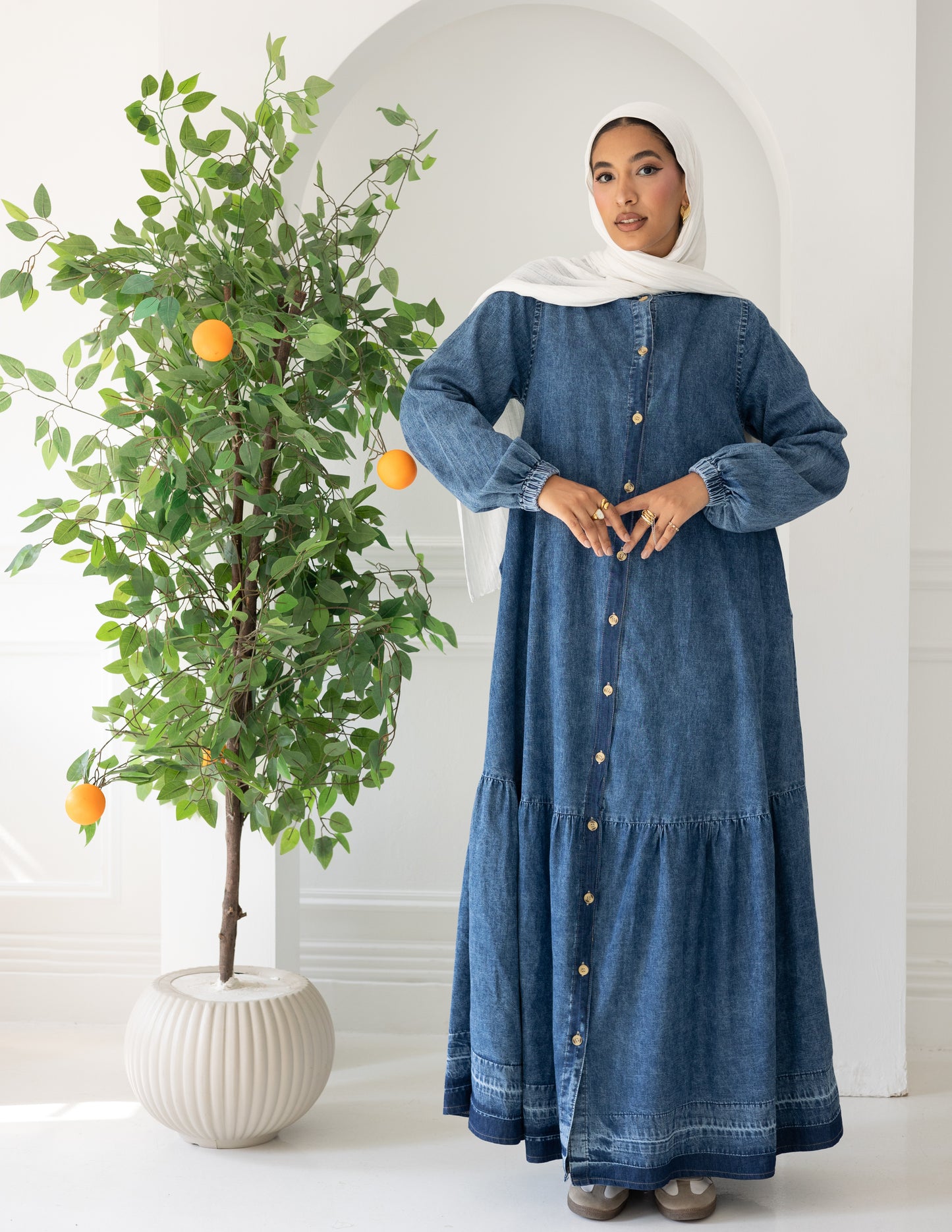 Denim buttoned dress