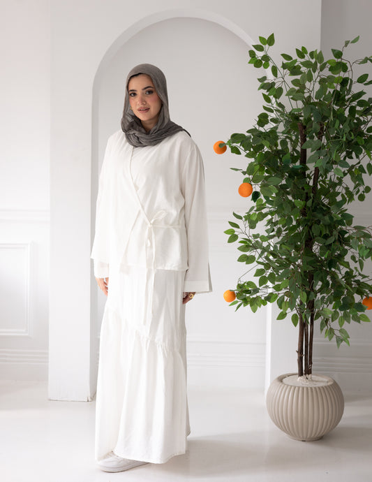 wrap top and asymmetrical maxi skirt set