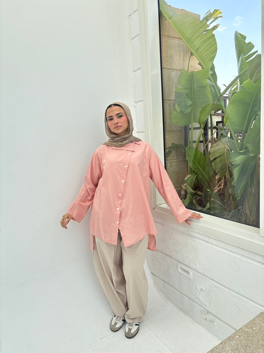 Asymmetrical linen shirt