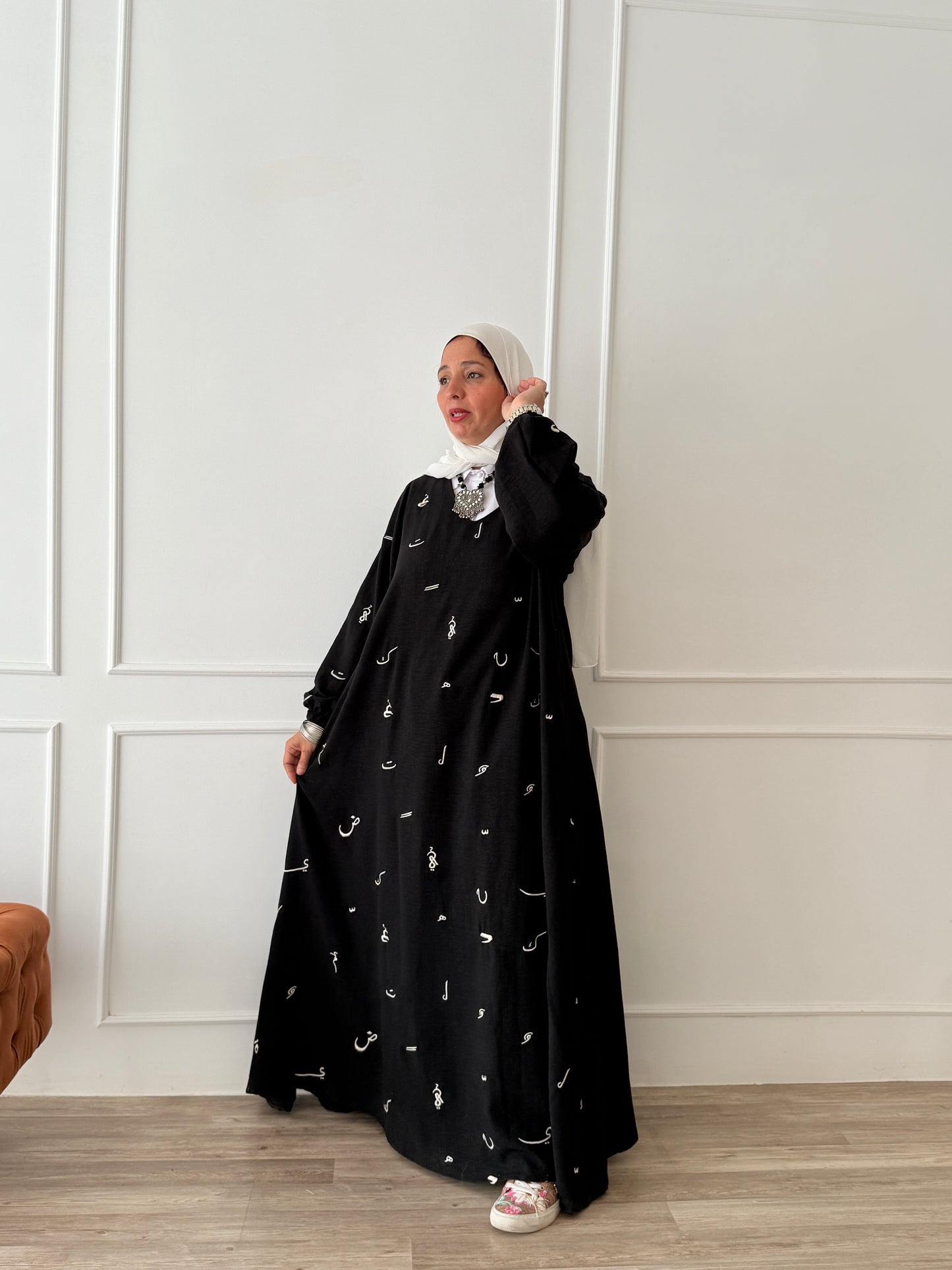 Calligraphy embroidery dress