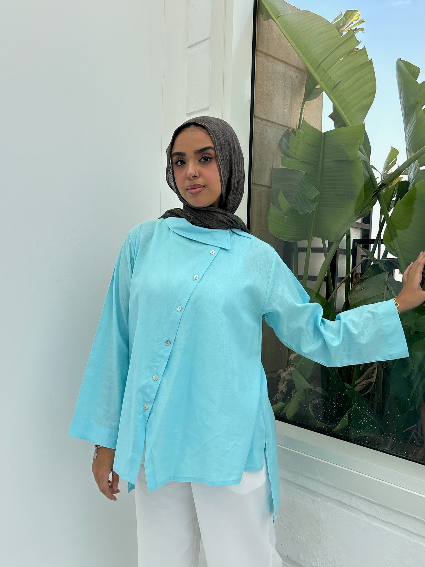 Asymmetrical linen shirt