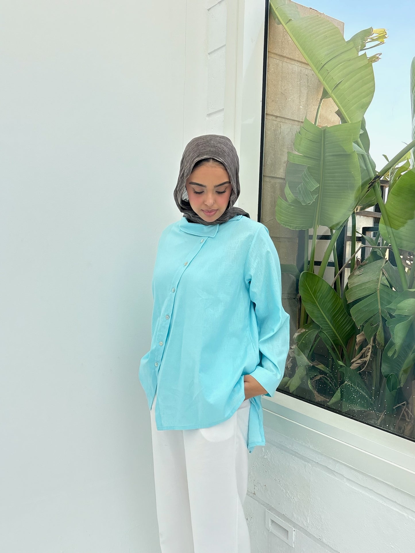 Asymmetrical linen shirt