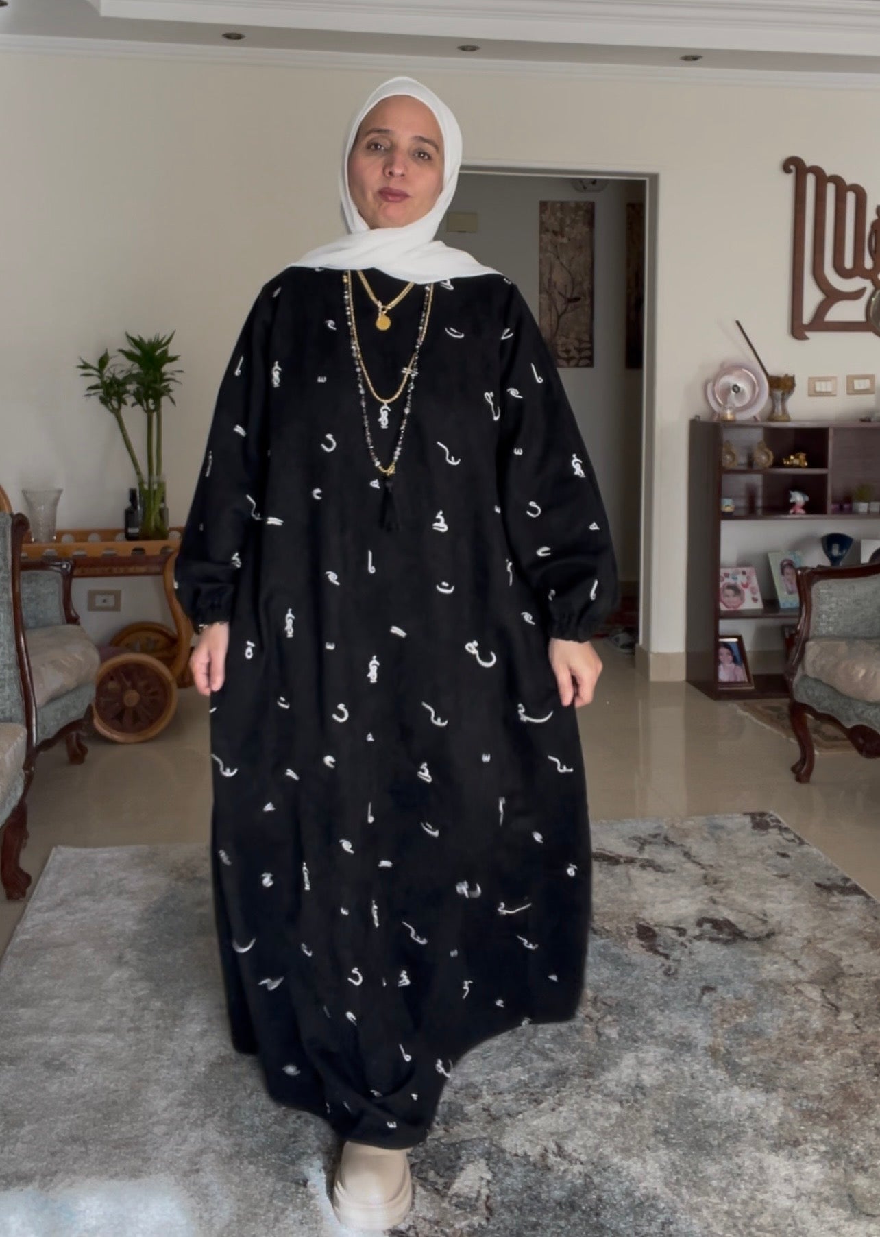 Calligraphy embroidery dress