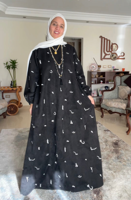 Calligraphy embroidery dress