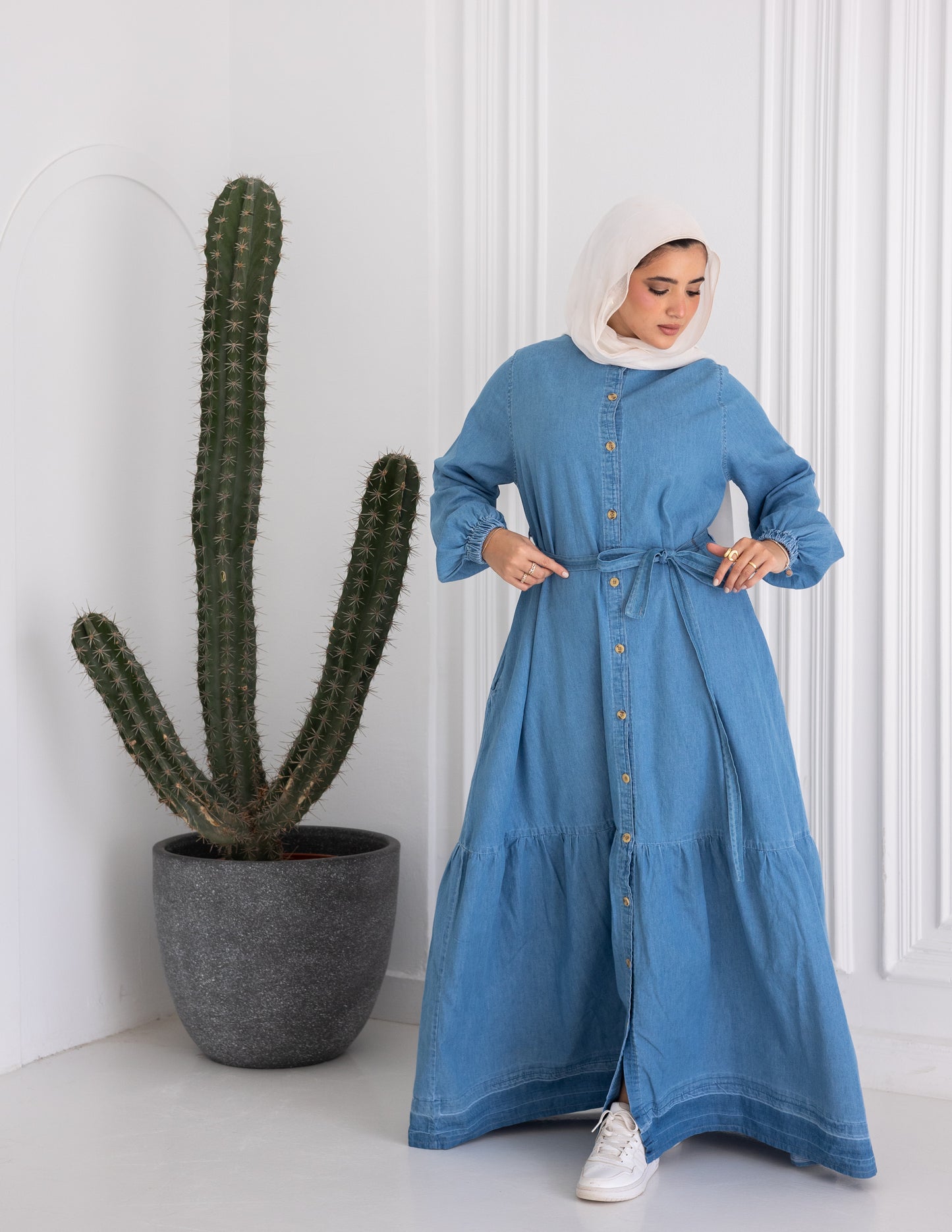Denim buttoned dress