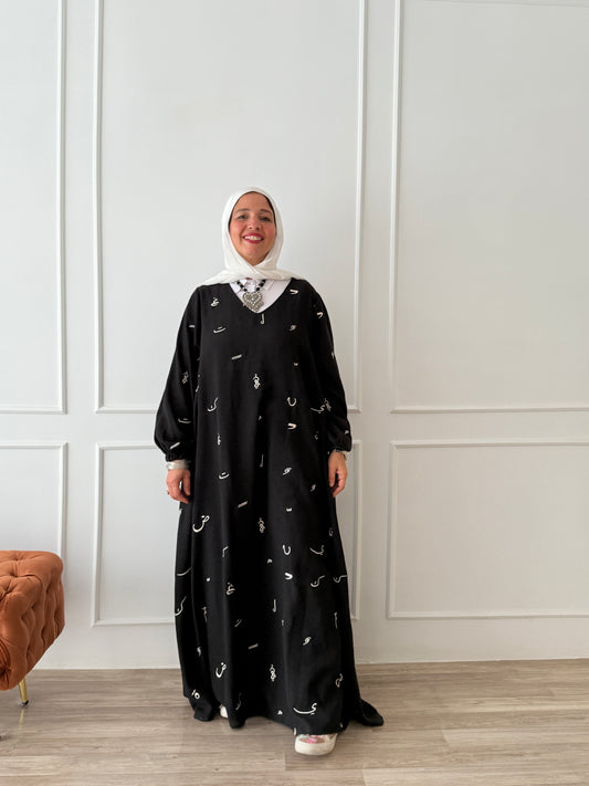 Calligraphy embroidery dress