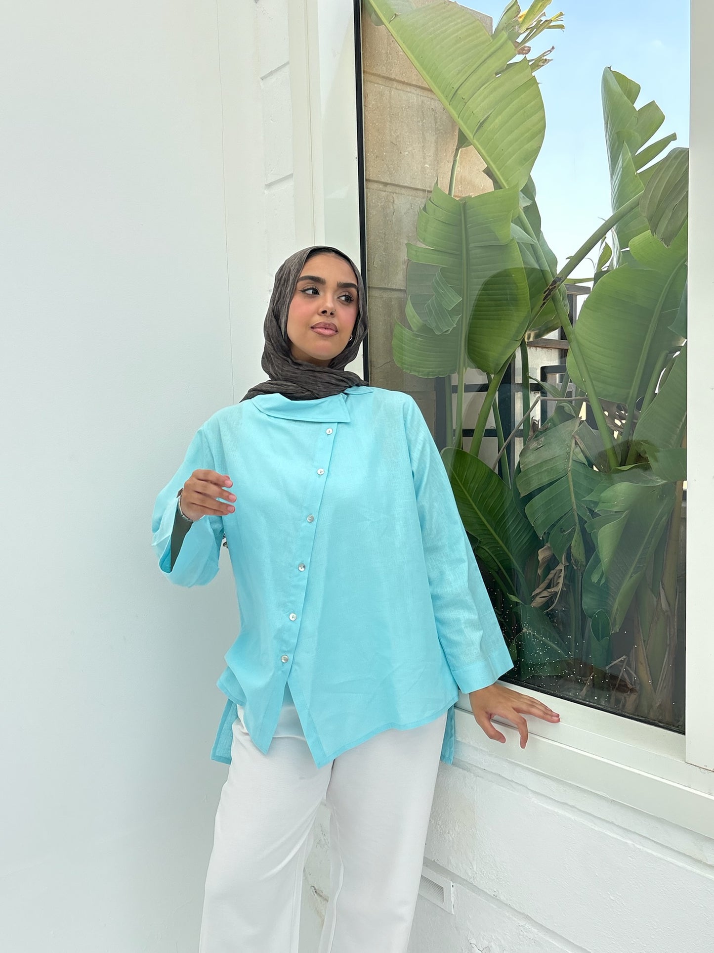 Asymmetrical linen shirt