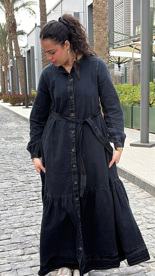 Denim buttoned dress