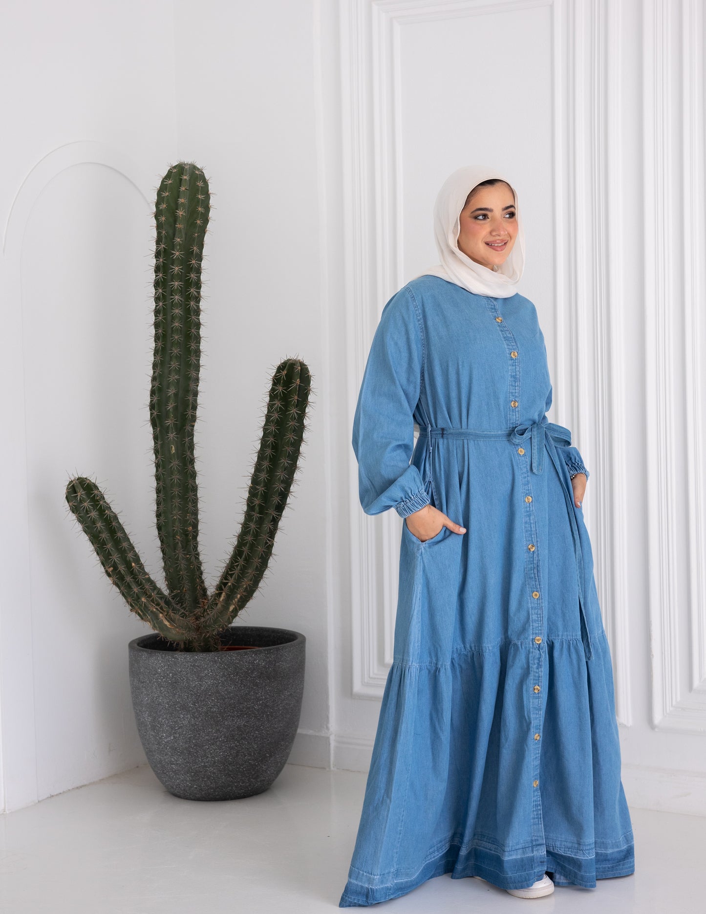Denim buttoned dress