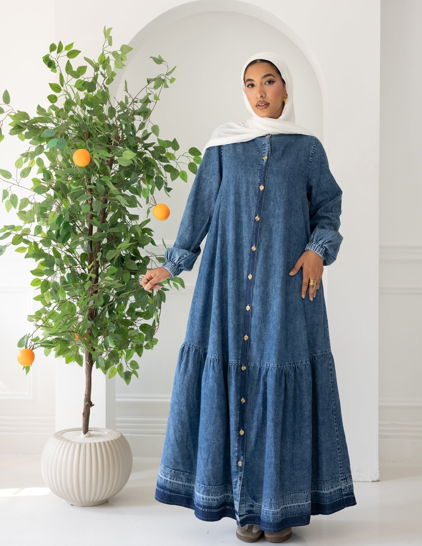 Denim buttoned dress