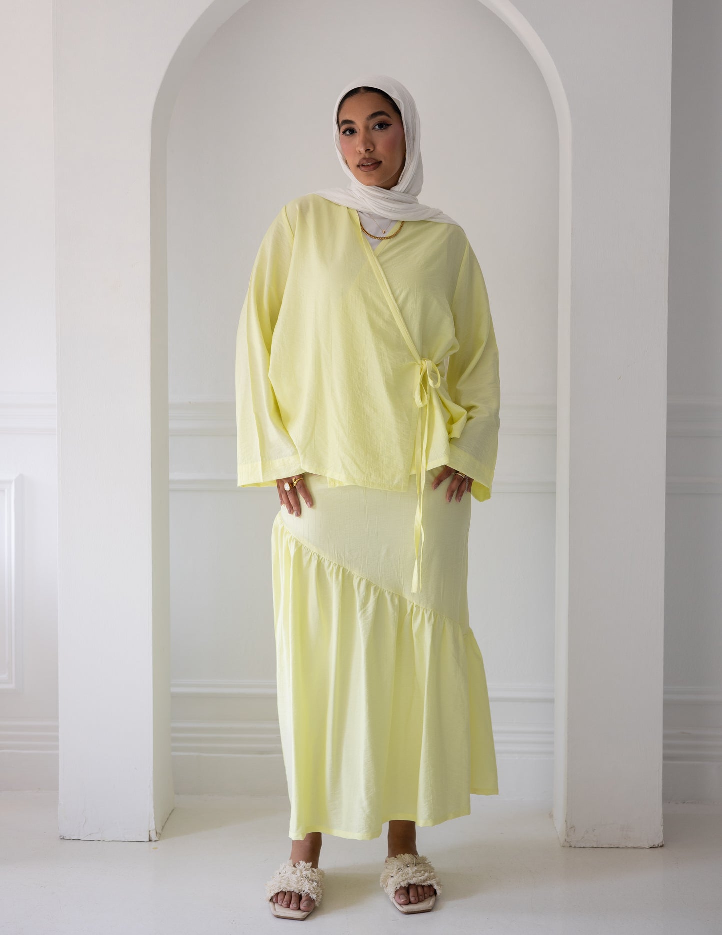 wrap top and asymmetrical maxi skirt set