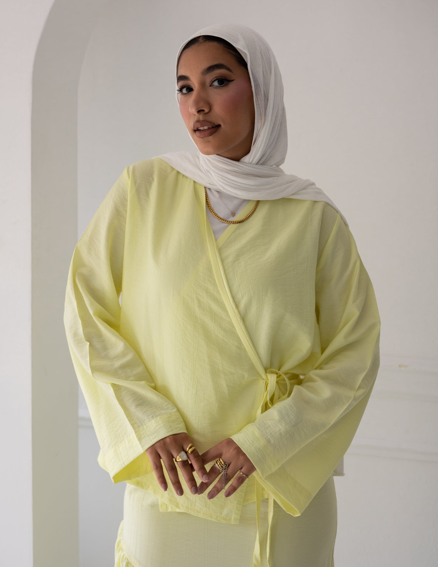 wrap top and asymmetrical maxi skirt set