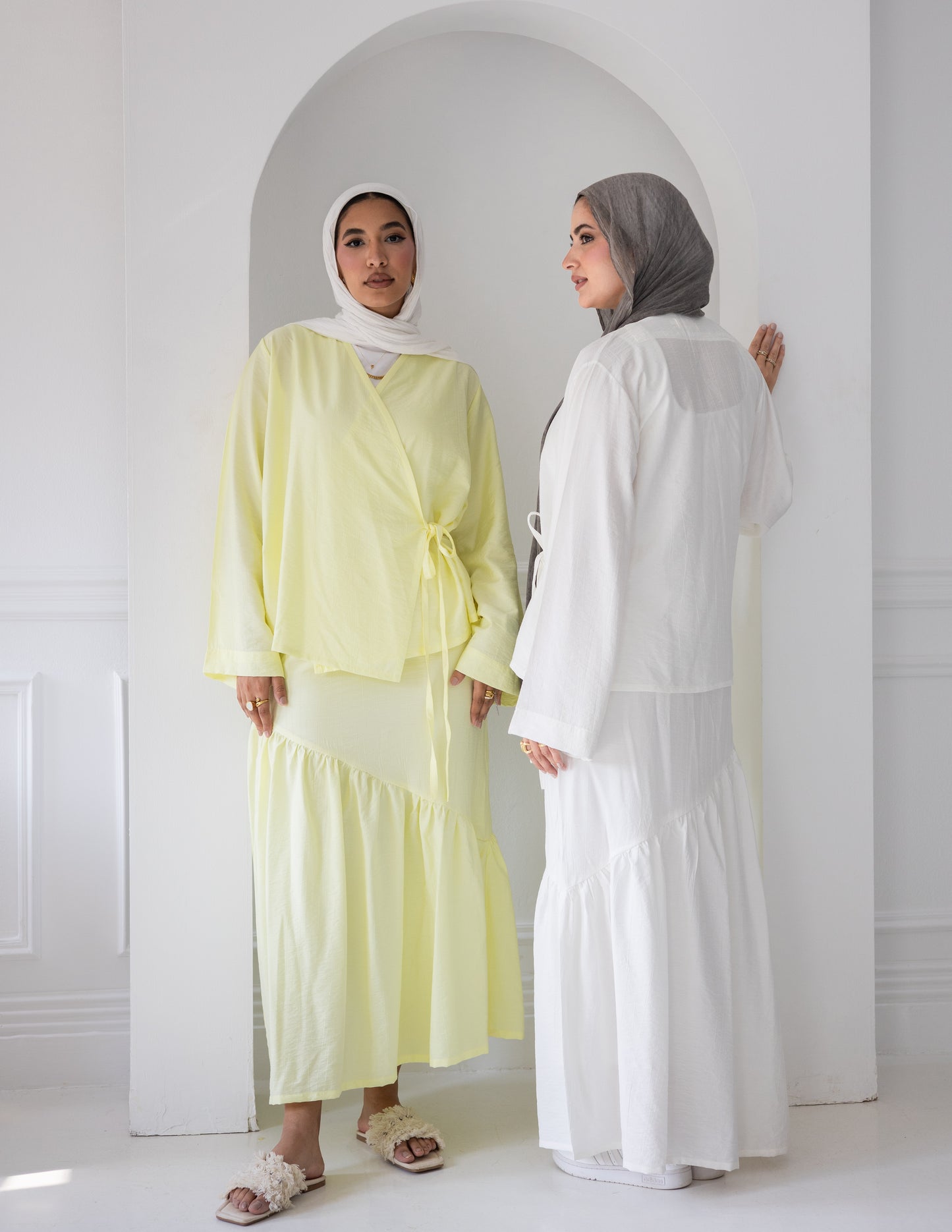 wrap top and asymmetrical maxi skirt set
